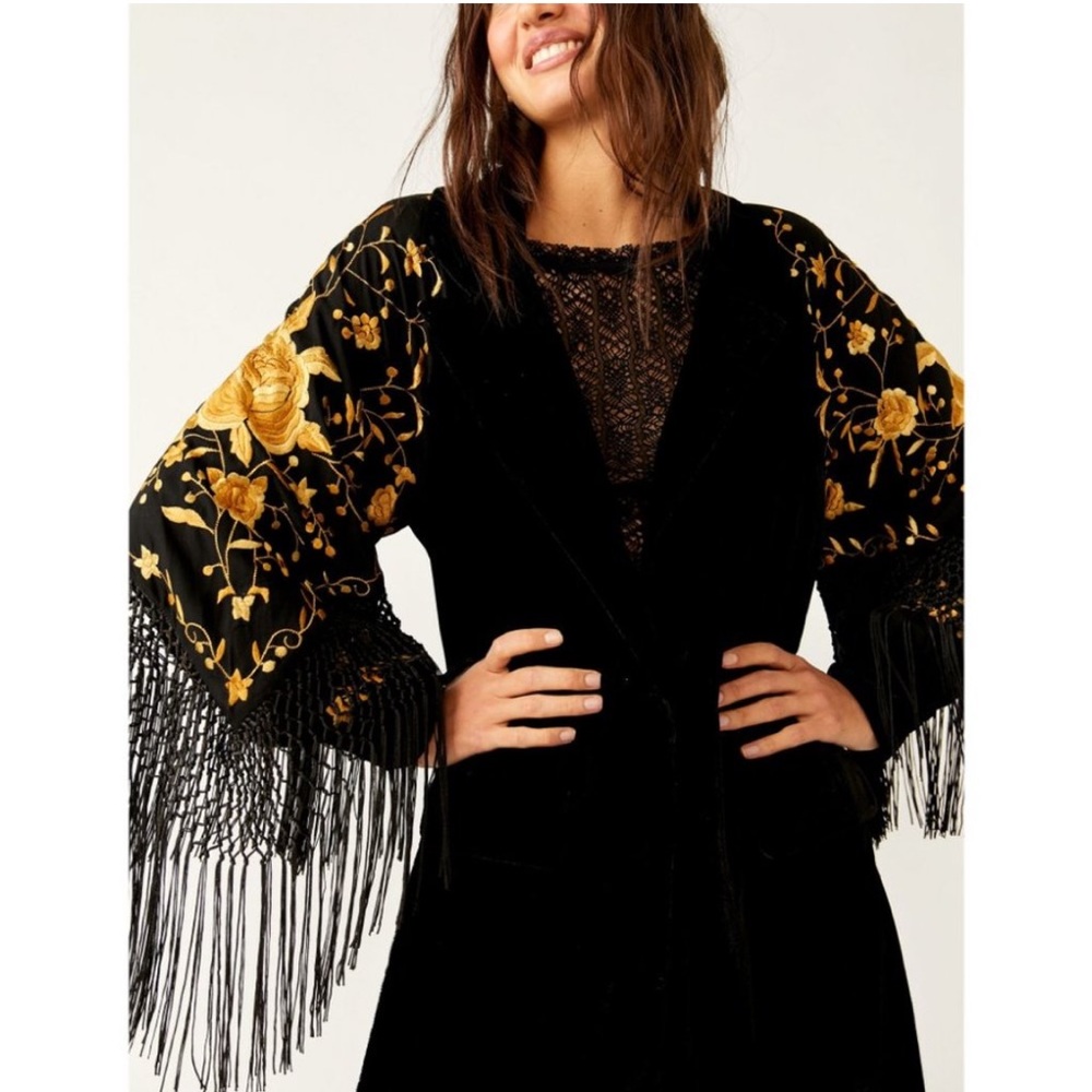 NWT FREE PEOPLE Bali Rosalina Duster / Black